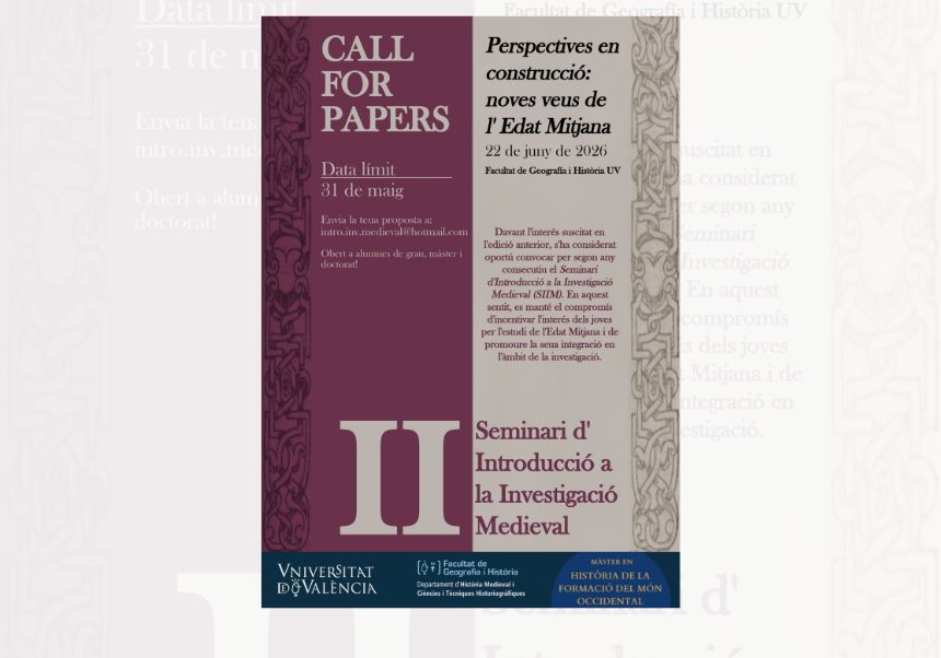 Imagen del evento:Call for Papers para el II Seminario de Introducción a la Investigación Medieval