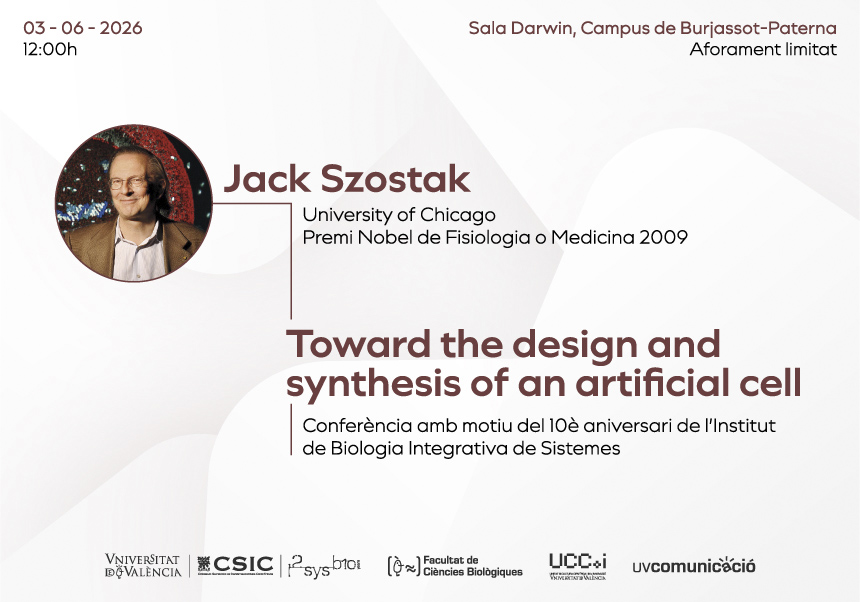Jack Szostak impartirá una conferencia en la UV sobre el origen de la vida celular coorganizado por la Facultat de Ciències Biològiques